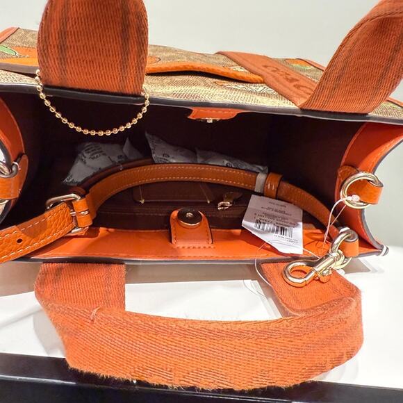 Last 1‼️Coach CAR81 Smith Tote Bag 24 Signature Canvas Orange Print - Picture 5 of 7